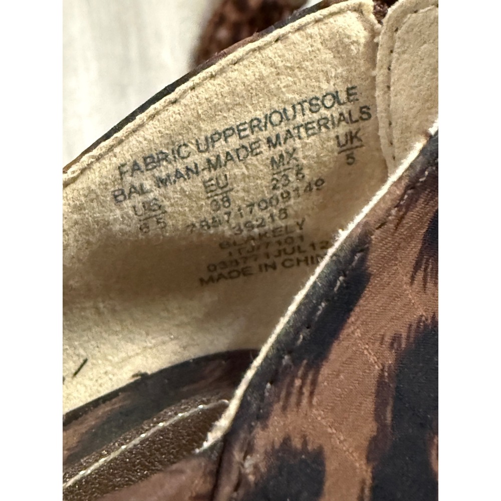 Metaphor Blakely Leopard Print Ruffle Mesh Peep Toe Platform Heels Brown 6.5 - Picture 4 of 6